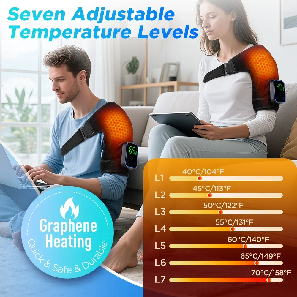 Shoulder Protection for Joint Massage 7 Adjustable Heated Vibrador Pads Relax Muscle Relaxation Massage Belt Control by APP