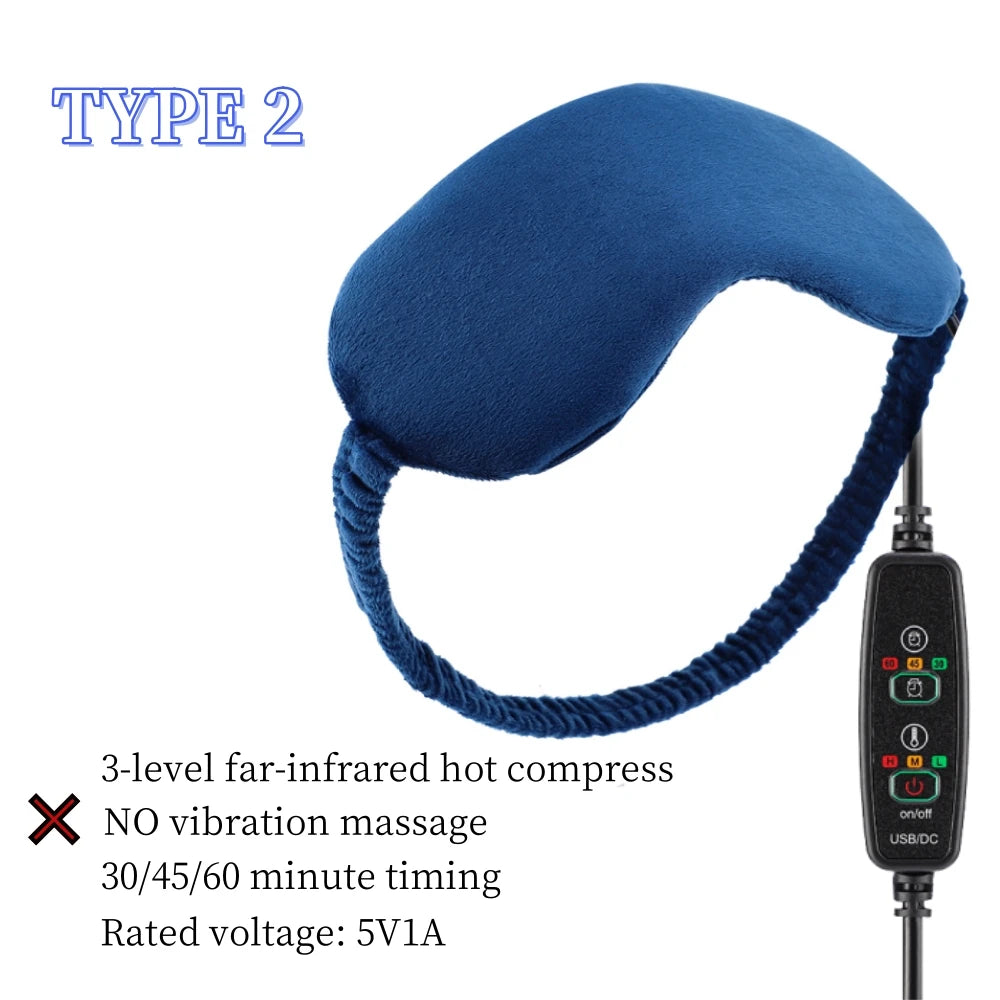 USB Charging Hot Compress Eye Mask Dry Eyes Relief Heated Massage Steam Eyemask with Remote Control Office Sleeping Eye Shade