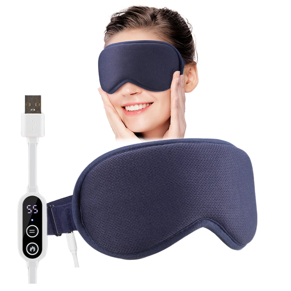 USB Charging Hot Compress Eye Mask Dry Eyes Relief Heated Massage Steam Eyemask with Remote Control Office Sleeping Eye Shade