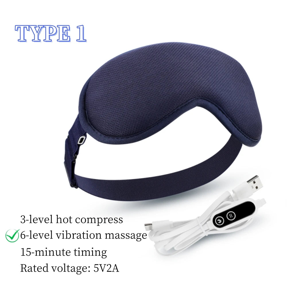 USB Charging Hot Compress Eye Mask Dry Eyes Relief Heated Massage Steam Eyemask with Remote Control Office Sleeping Eye Shade