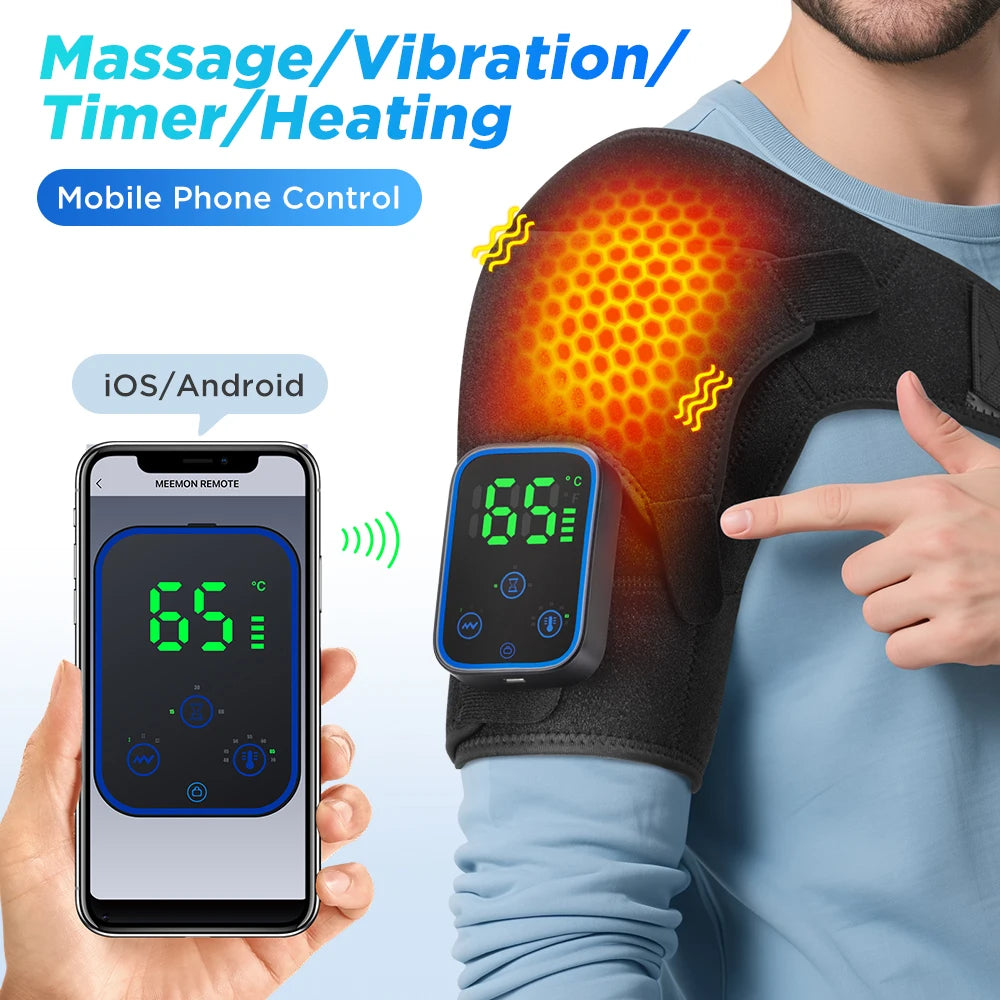 Shoulder Protection for Joint Massage 7 Adjustable Heated Vibrador Pads Relax Muscle Relaxation Massage Belt Control by APP